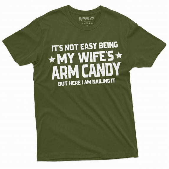 Men's Funny Husband Tee Wife's Army Candy T-shirt Anniversary Gifts Husband Shirts For Him Dad (3X-Large Military Green)