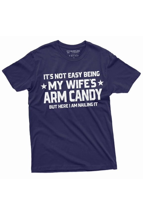 Men's Funny Husband Tee Wife's Army Candy T-shirt Anniversary Gifts Husband Shirts For Him Dad (Large Navy Blue)