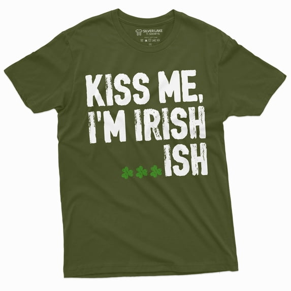 Men's Funny I am Irish...Ish St Patrick's Day T-shirt Irish Ireland clover shamrock shenanigans Tee (XX-Large Military Green)