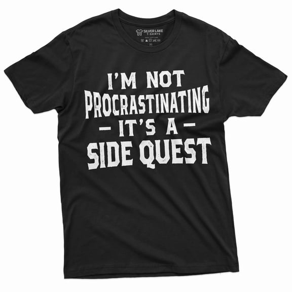 Men's Funny I am not procrastinating it's a side quest T-shirt Funny gaming humorous Birthday gift (Large Black)