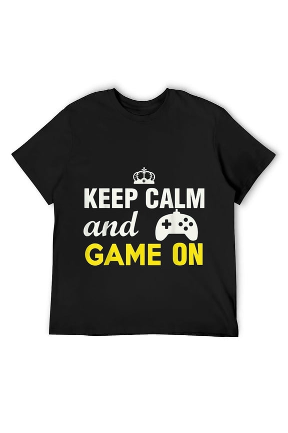 Men's Funny Keep Calm and Game On Controller T-Shirt