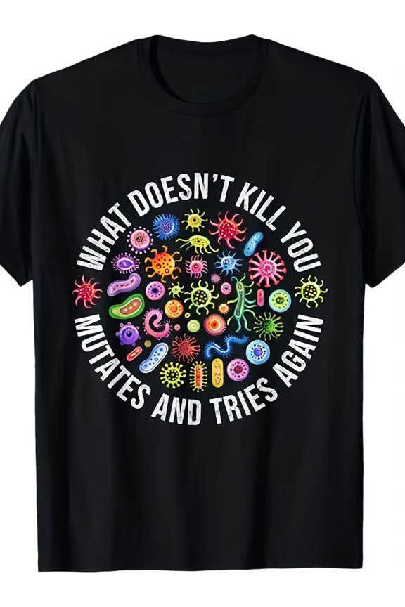 Men's Funny Lab Week 2025 Mutate & Try Again Graphic T-Shirt - Retro Casual Short Sleeve Tee with Science Humor Slogan, Comfortable Casual Attire for Lab Week Events & Year-Round Outfits