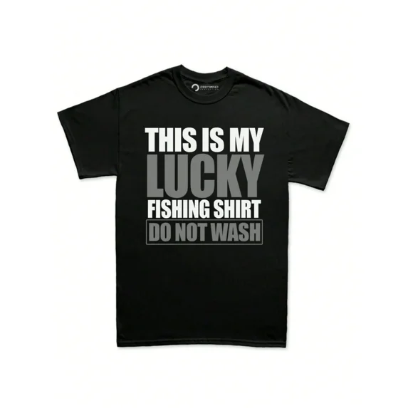 Men's Funny Lucky Fishing Shirt Do Not Wash Graphic T-Shirt