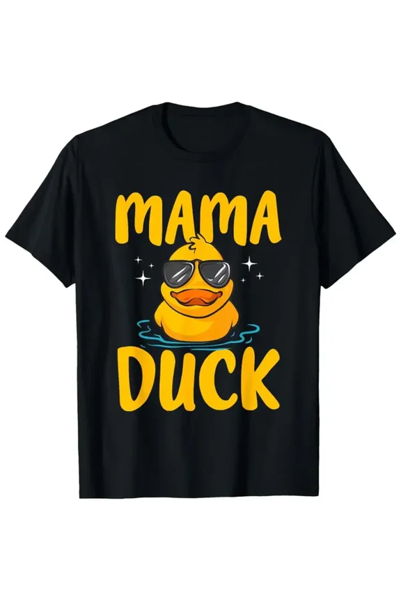 Men's Funny Mama Duck Graphic T-Shirt - 100% Cotton Retro Vintage Style Short Sleeve Tee with Playful Rubber Duck & Duck Design, Comfortable Casual Casual Attire, S-XXL Sizes
