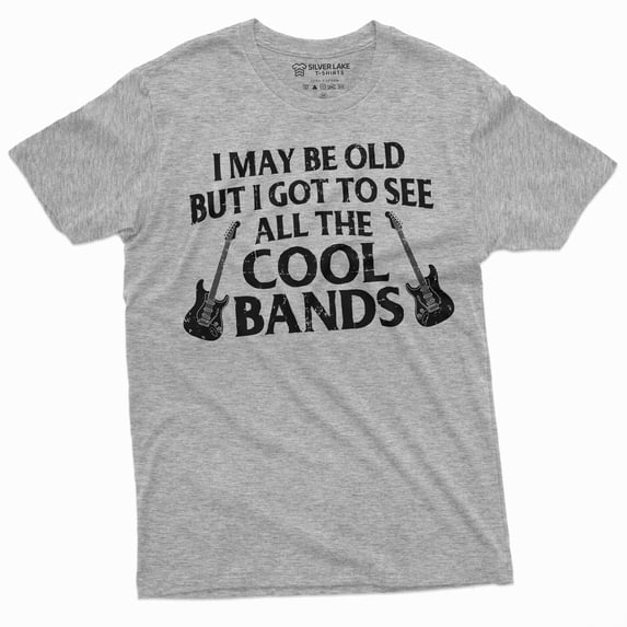 Men's Funny Music T-shirt cool bands 90s 80s 70s Rock Tee Shirt Guitar TShirt (X-Large Grey)