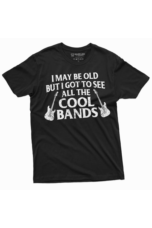 Men's Funny Music T-shirt cool bands 90s 80s 70s Rock Tee Shirt Guitar TShirt