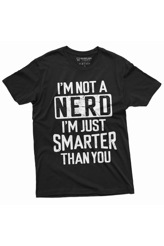 Men's Funny Nerd T-shirt Smart person Nerd funny saying humorous tee shirt science school Tee (Large Black)