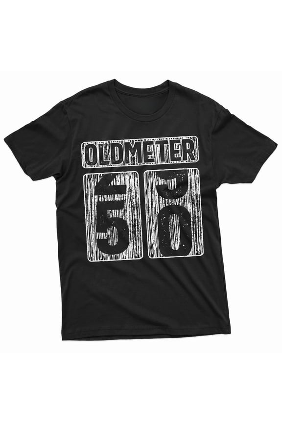 Men’s Funny Odometer Age 50th Birthday Graphic T-Shirt, 50 Year Celebration Anniversary Tee, Novelty Gift For Dad Grandpa Short Sleeve Shirt