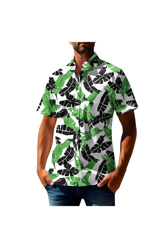 Men's Funny Pattern Hawaiian Shirts Casual Lapel Button Short Sleeve Tops Trendy Summer Aloha Shirt for Cruise Resort