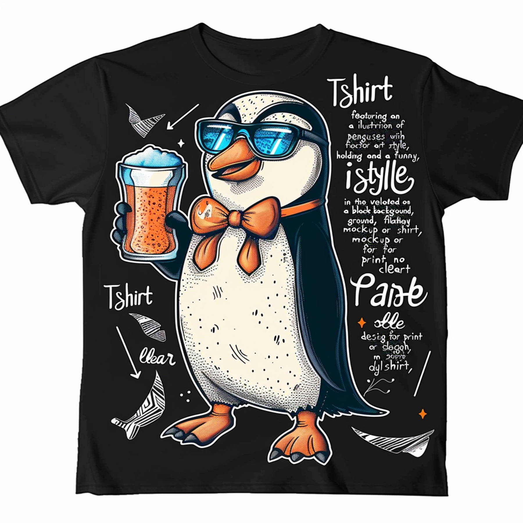 Men's Funny Penguin with Sunglasses and Beer Vector Art TShirt Cool ...