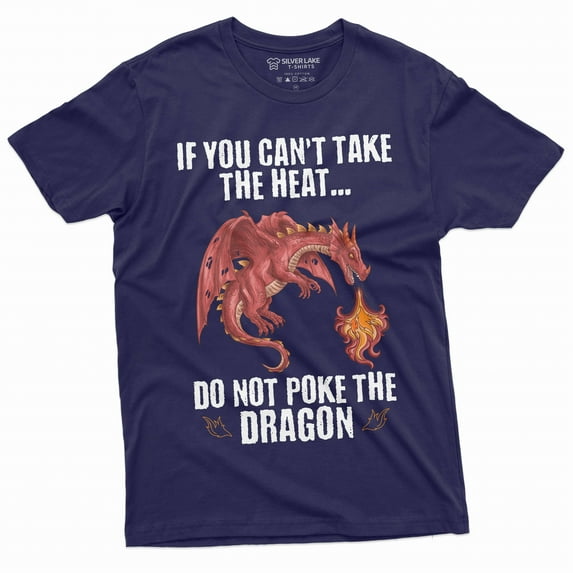 Men's Funny Poke dragon T-shirt dont poke dragon funny Birthday gift Mens shirts gift for him (X-Large Navy Blue)
