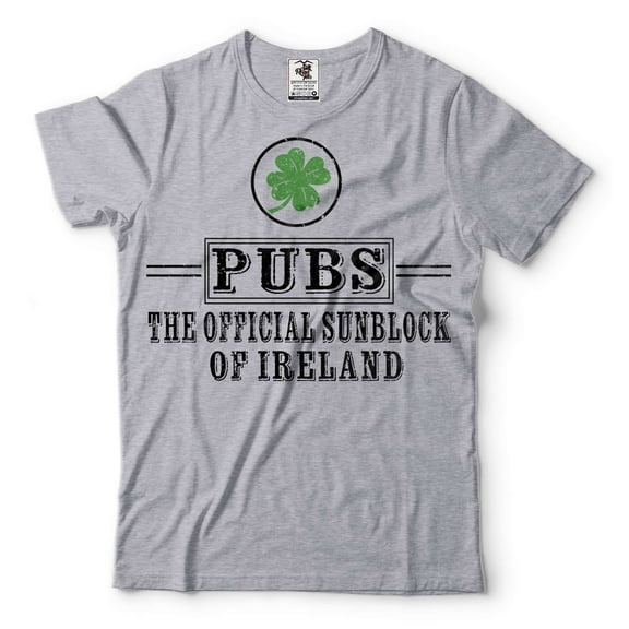 Men's Funny Pubs Official sunblock of ireland Tee shirt saint Patrick's day tee Irish Patriotic Tee (Small Grey)