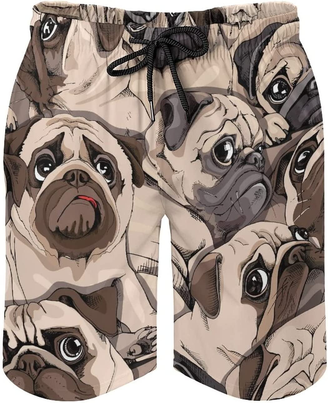 Men s Funny Pug Faces Swim Trunks Quick Dry Beach Pants Board Shorts Bathing Suits with Mesh Lining and Pockets S 3XL Walmart