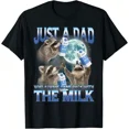 thumbnail image 1 of Men's Funny Raccoon Just A Dad With The Milk Graphic T-Shirt, 1 of 6