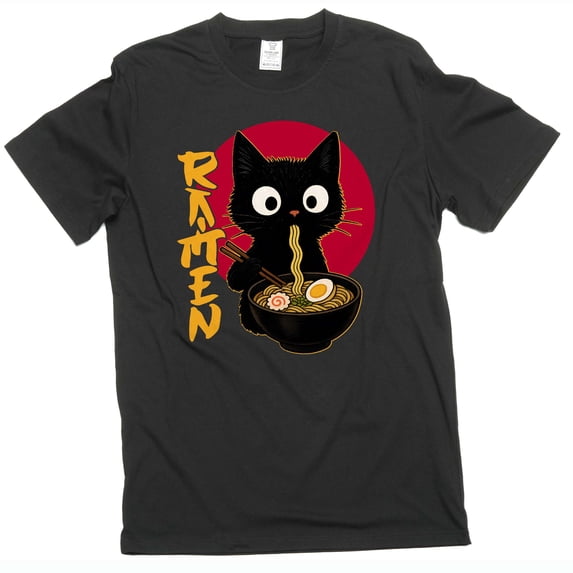 Men's Funny Ramen cat T-shirt cat eating ramen funny cat pet food Tee