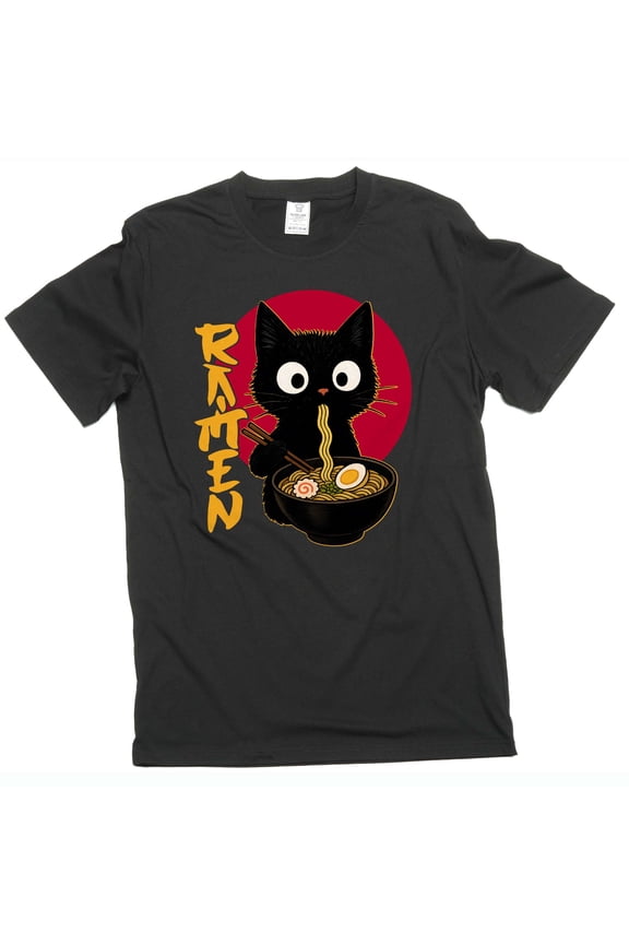 Men's Funny Ramen cat T-shirt cat eating ramen funny cat pet food Tee