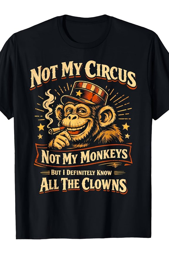 Men's Funny Retro Monkey Circus Graphic T-Shirt