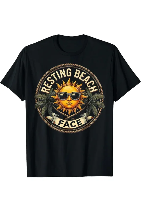 Men's Funny Retro Resting Beach Face T-Shirt