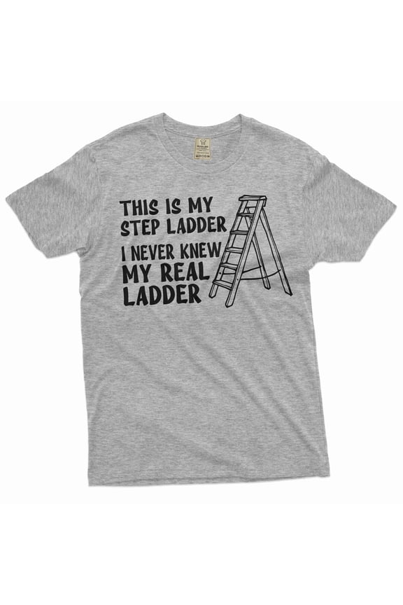 Men's Funny Shirt Sarcastic Joke Shirt Step Ladder Step Father Tee Shirt Birthday Gift (Small Grey)