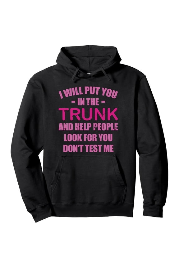 Men's Funny Text Hoodie Sweatshirt - Black with Pink Lettering, Soft Pullover Hoodie with Kangaroo Pocket, Bold Pink Lettering on Black, Machine Washable Winter Streetwear, Humorous Gift for Him, Cas