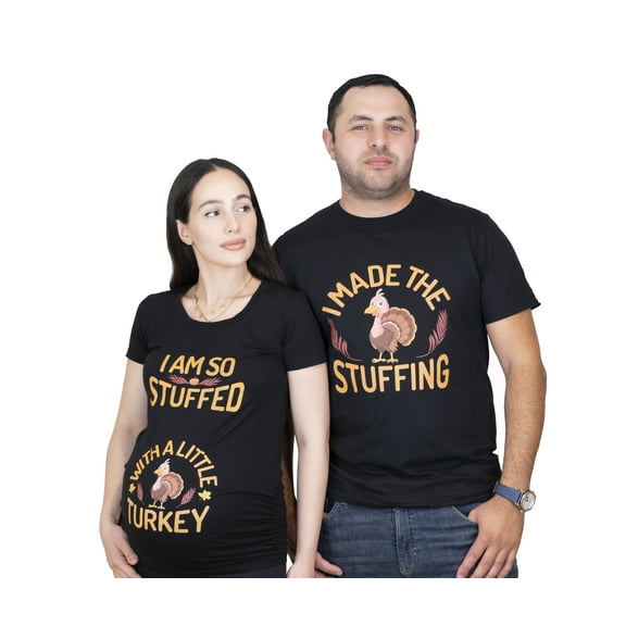 Men's Funny Thanksgiving Turkey T-shirt I made the stuffing couple Tees (Mens Small)