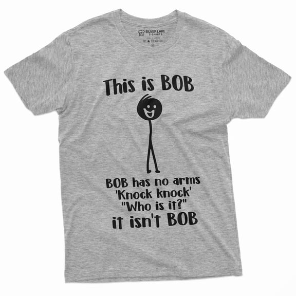 Men's Funny This Is Bob. Bob Has No Arms T-shirt Novelty Gifts Funny Shirt (3X-Large Grey)