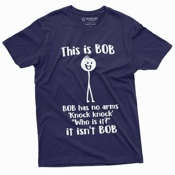 Men's Funny This Is Bob. Bob Has No Arms T-shirt Novelty Gifts Funny Shirt (X-Large Navy Blue)