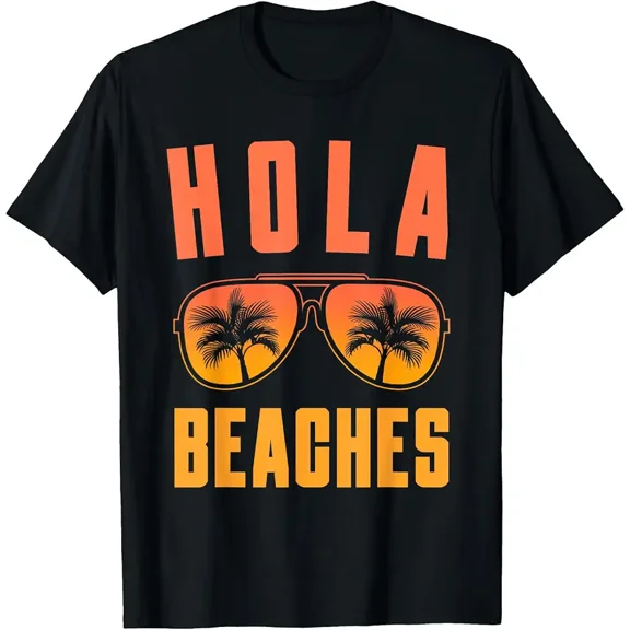 Men's Funny Tropical Sunset Hola Beaches Graphic T-Shirt