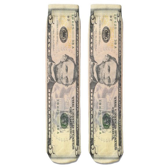 Men's Funny Unisex Novelty 3D Printed Middle Calf Socks Dollar Bill Money Patterned Middle Tube Socks Christmas Gift