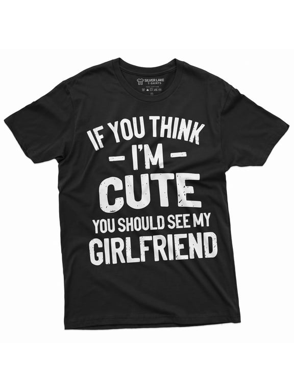 Men's Funny Valentine's Day Boyfriend T-shirt you should see my girlfriend T Shirt (Large Black)