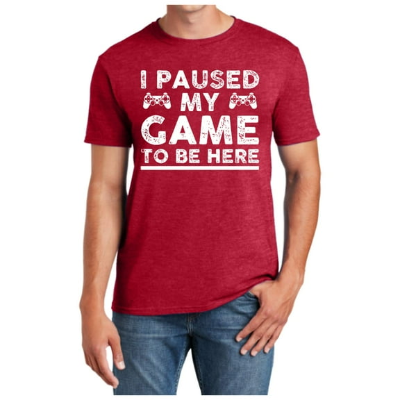 Men's Funny Video Gamer T-Shirt - "I Paused My Game To Be Here" Humor Joke Tee, Casual Style, S-XXL Sizes for Teenage Boys/Adults