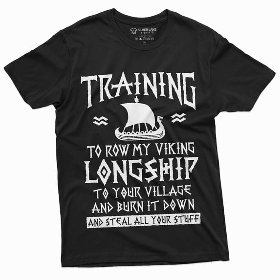 Men's Funny Viking Training T-shirt Nordic Norse Longship Thor Odin Tee Shirt