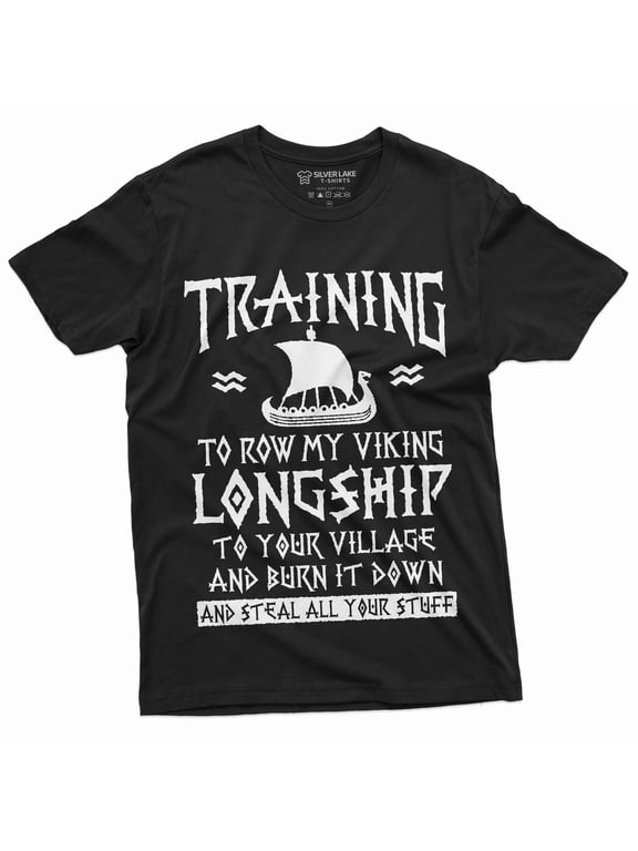 Men's Funny Viking Training T-shirt Nordic Norse Longship Thor Odin Tee Shirt