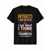 Men's Funny Warning Graphic T-Shirt, Vintage Caution Sign Humor Tee, Casual Short Sleeve Crew Neck Cotton Blend Top, Gift for Friends & Family