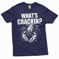 thumbnail image 1 of Men's Funny What's Crackin Lobster T-shirt Humor Humorous T-Shirt Sea Food T Shirt Crustacean Shirt (Small Navy Blue), 1 of 7