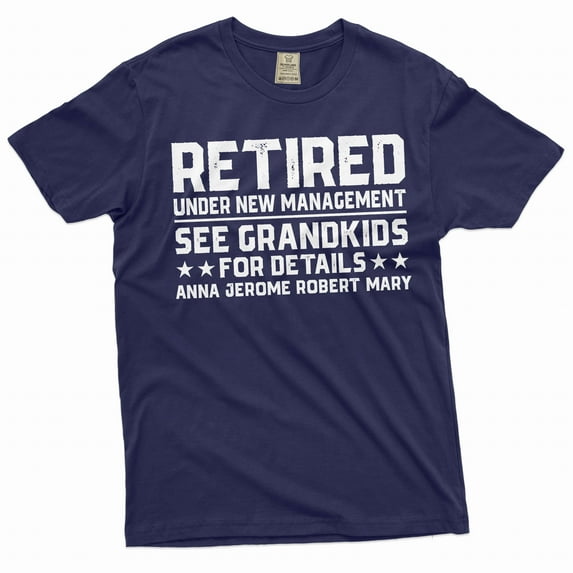 Men's Funny custom retirement T-shirt custom grandkids names personalized gift shirt for grandpa (Medium Navy Blue)