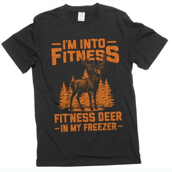 Men's Funny fitness deer in my freezer T-shirt hunter hunting father's day dad joke tee shirt (Large Black)