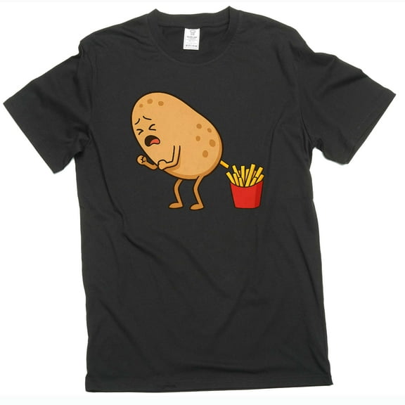 Men's Funny fried potato T-shirt how to make potato fries foodie humorous tee (X-Large Black)