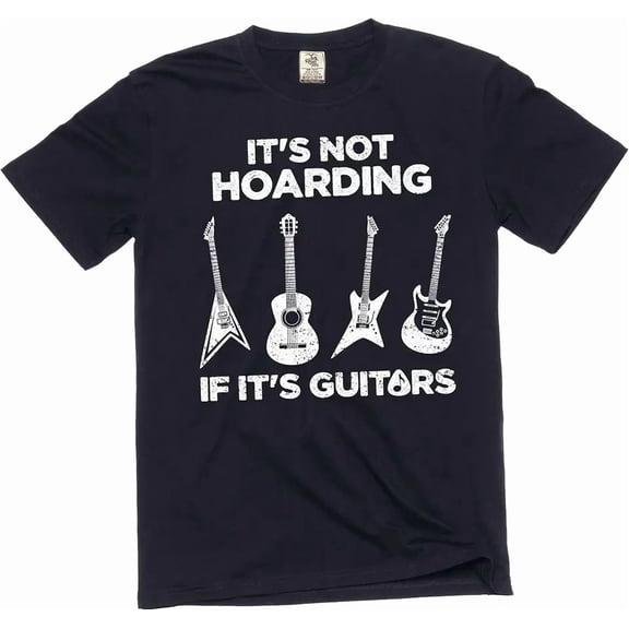 Men's Funny it is not Hoarding if It's Guitars T-Shirt Musician Guitarist Band tee Shirt