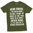 thumbnail image 1 of Men's Funny letter to Santa T-shirt never mind I will buy my own presents funny Christmas gift Tee (Large Military Green), 1 of 7