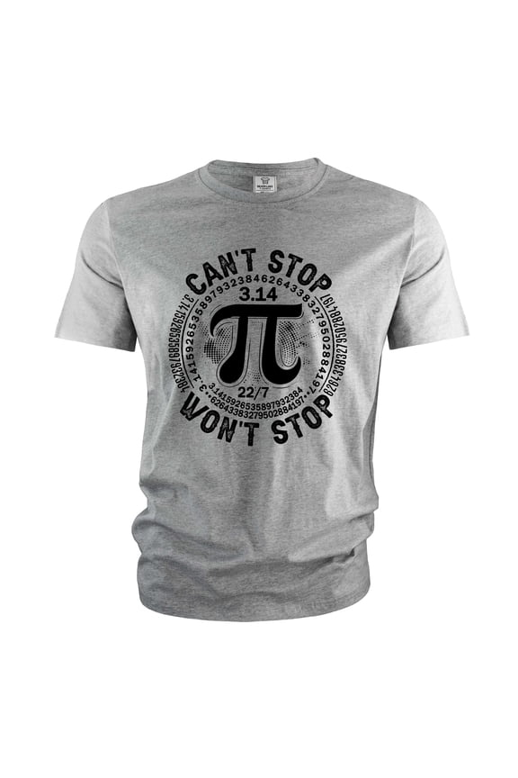 Men's Funny math T-shirt mathematical constant 3.14 Pi Tee shirt geeky science math tee shirt (Small Grey)