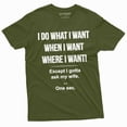 thumbnail image 1 of Men's Funny shirt let me ask my wife Husband gift T-shirt Father's day Christmas Birthday gift (Small Military Green), 1 of 7