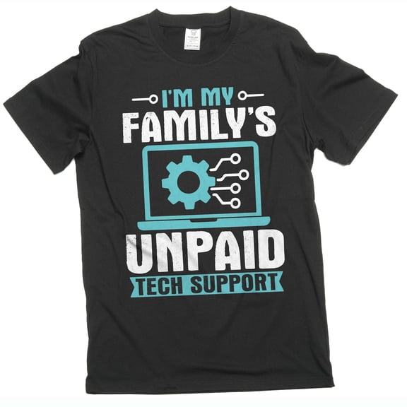 Men's Funny unpaid family tech support T-shirt Christmas Gift for son Tshirt (Medium Black)