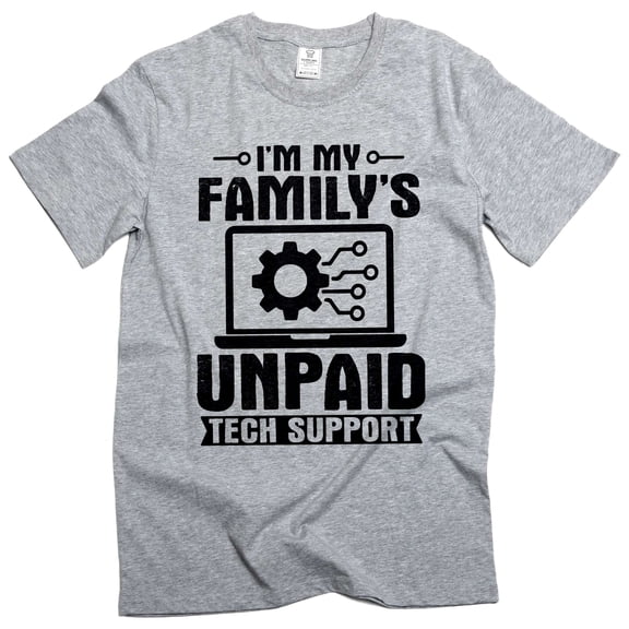 Men's Funny unpaid family tech support T-shirt Christmas Gift for son Tshirt (Small Grey)