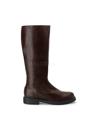 CAPTAIN-100 - 1" Heel, Pirate Captain Men'S Blk Pu Knee Bt-Brown PU-XL