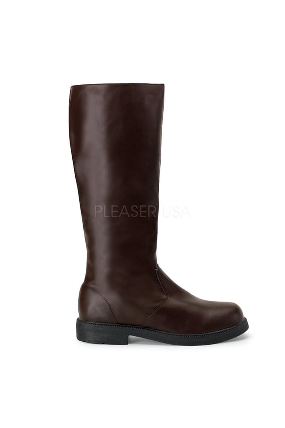 CAPTAIN-100 - 1" Heel, Pirate Captain Men'S Blk Pu Knee Bt-Brown PU-XL
