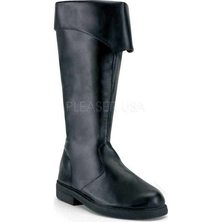Mens Black Pirate Captain Knee High Costume Boots XL size 14