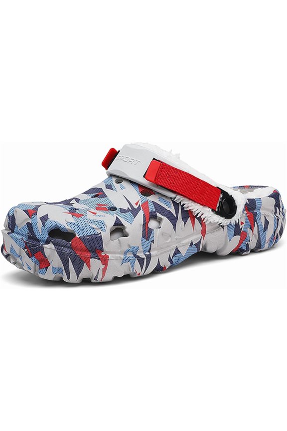 Men's Faux Fur Lined Clogs: Winter Fuzzy Clogs Garden Shoes - Outdoor Warm Plush Fleece Mules - Home Indoor Slippers with Adjust Back Strap