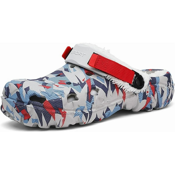 Men's Fur Lined Clogs: Winter Fuzzy Clogs Garden Shoes - Outdoor Warm Plush Fleece Mules - Home Indoor Slippers with Adjust Back Strap