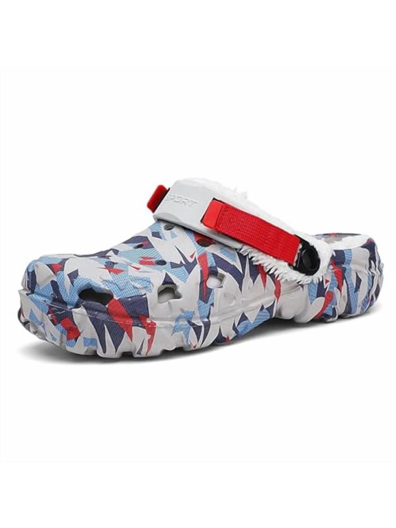 Men's Removable Fleece-Lined EVA Garden Clogs with Adjustable Strap